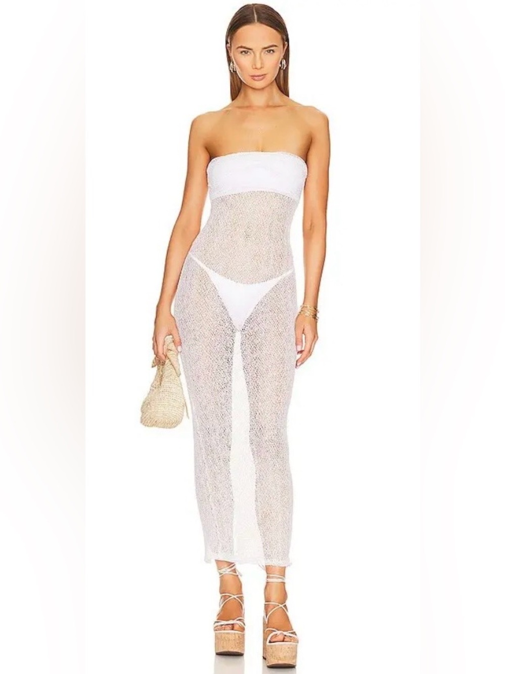 Bananhot Net White Strapless Dress/Cover-Up